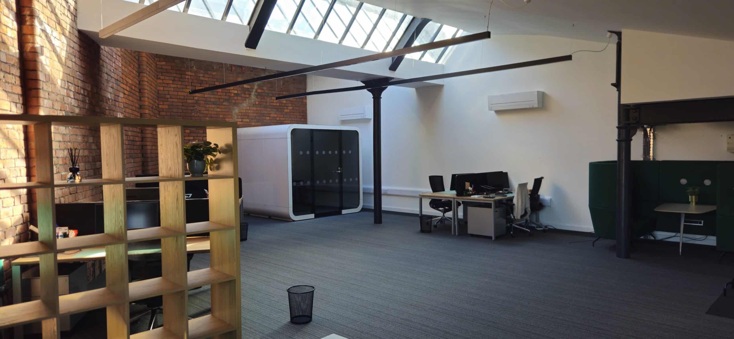 Open-plan office space at Ram Mill Business Centre, Oldham